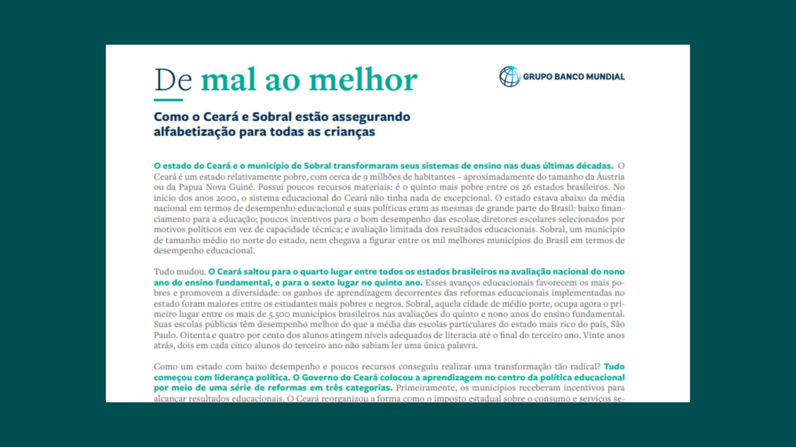 Leia mais sobre o artigo Ceará e Sobral: Um modelo de sucesso na educação brasileira